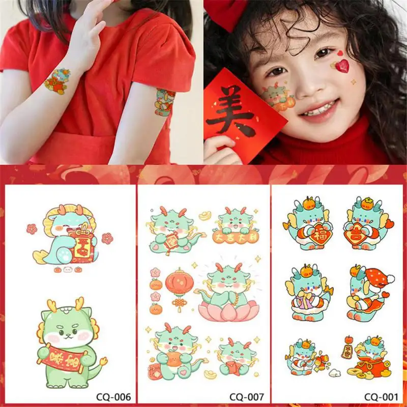 Fortune White Dragon National Fashion Children's Arm Face 10/5/3/1PCS New Year's Day New Year's Eve Dragon Year Cartoon Sticker