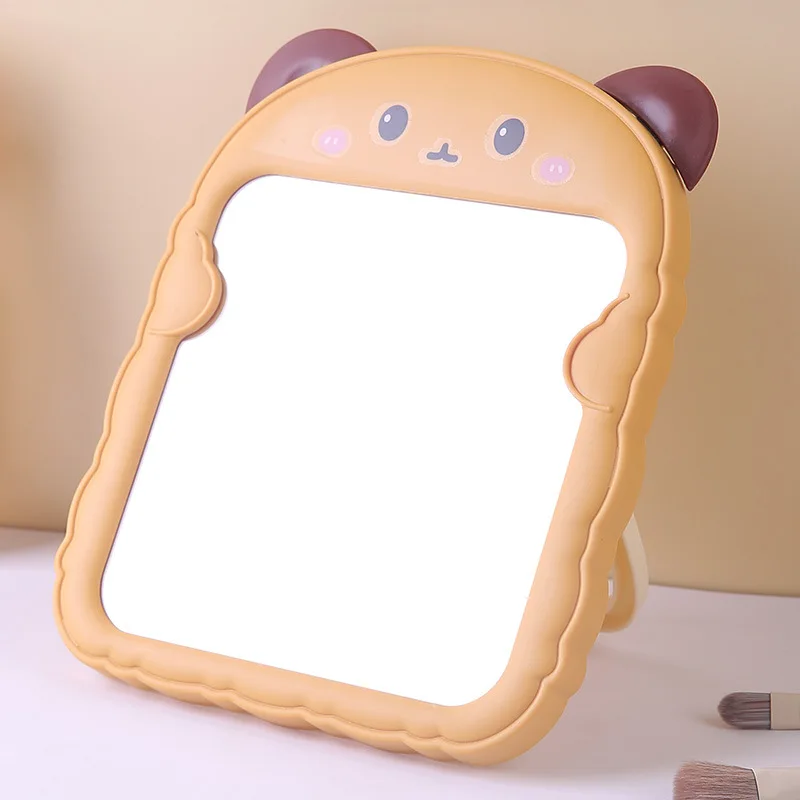 Cat Ear Mirror Makeup Mirror Folding Plastic Cute Single-sided Mirror Student Dormitory Makeup Mirror Desktop Desktop Mirror