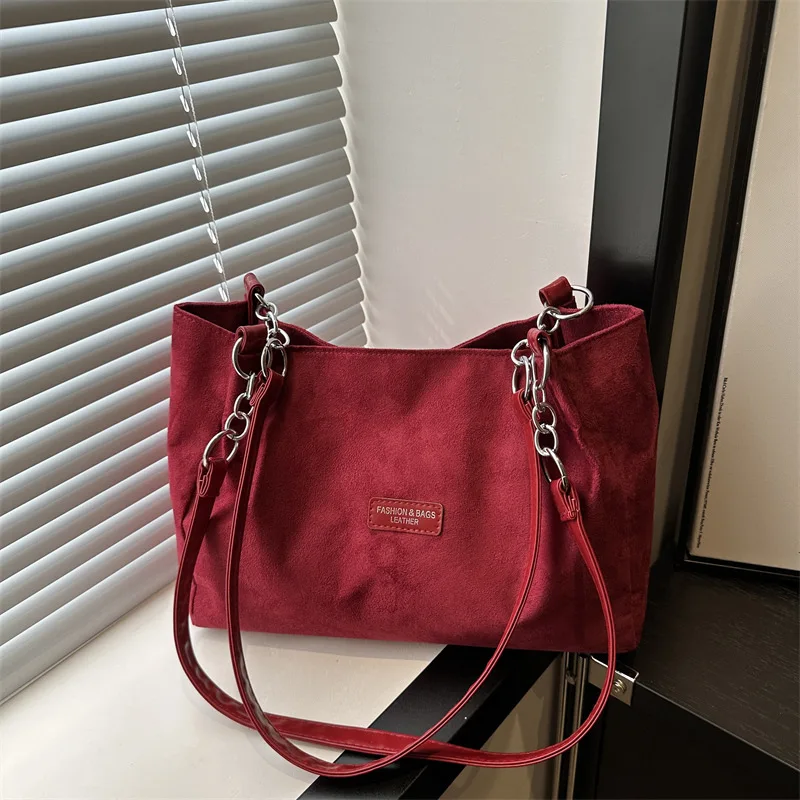 

Winter Solid Color Tote Bag Spacious Underarm Purse for Women Minimalist Shoulder Bag Vintage Night Bag Casual Commuter Bag​