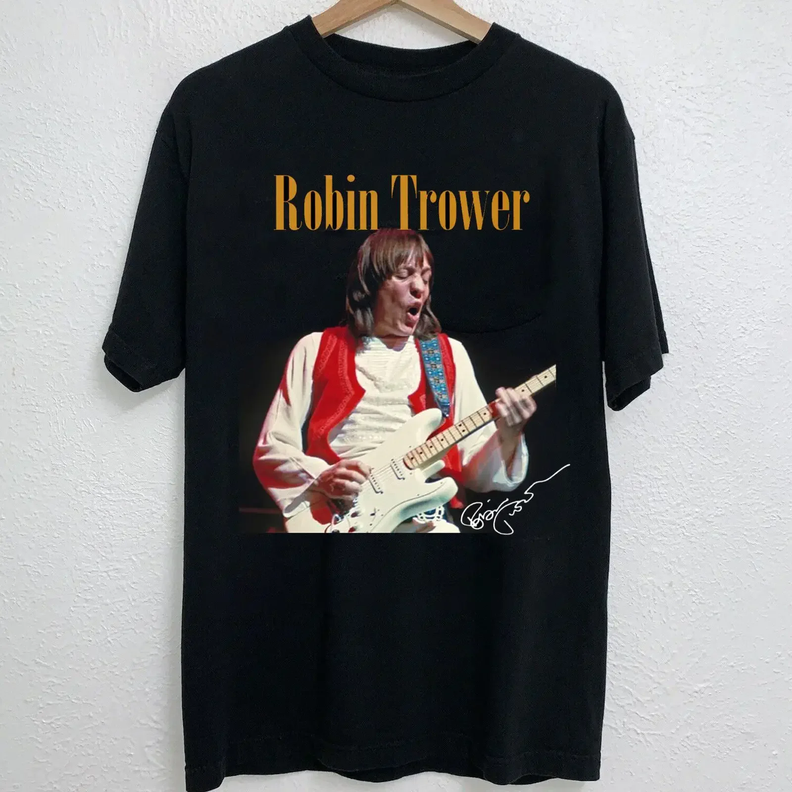 NEW Robin Trower Signature  Black All Size T Shirt vintage Washed designer clothes homme streetwear Stretched Comfortable