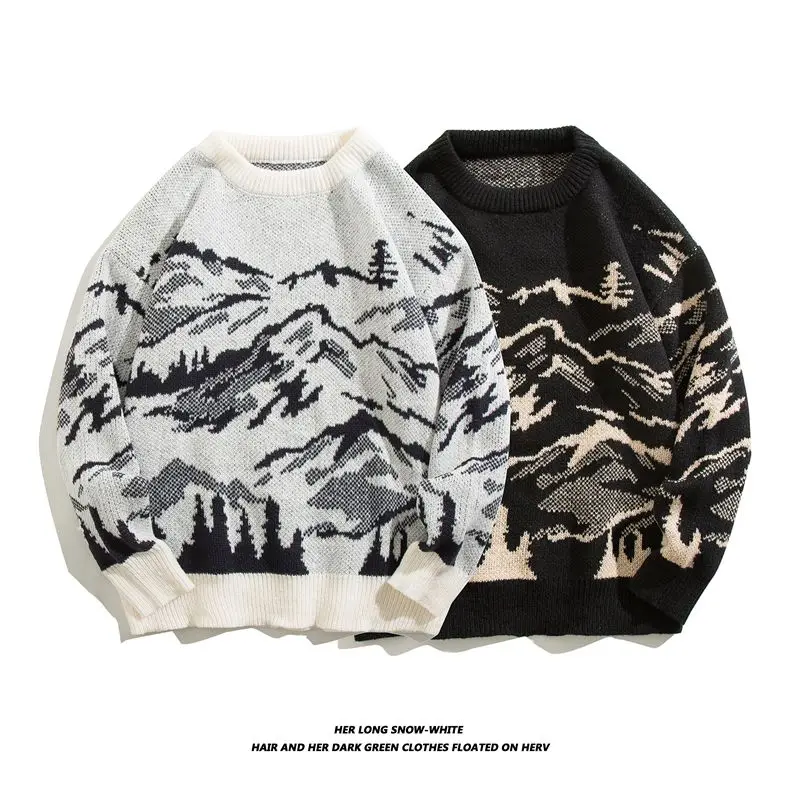 

Retro Japanese Sle Men's Sweater Casual Loose Knitted irt Autumn Winter New Faion Couple's Jaet Haome Lazy Sle