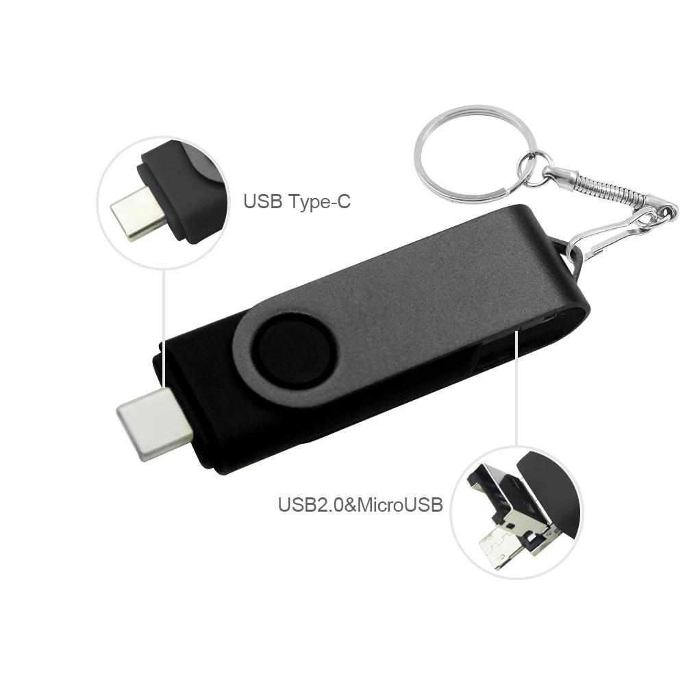 

Type-C 128g Key High Speed USB Flash Drive 3 in 1 OTG Pen Drive 128GB 64GB Usb Stick Pendrive Flash Disk for Android PC USB-C