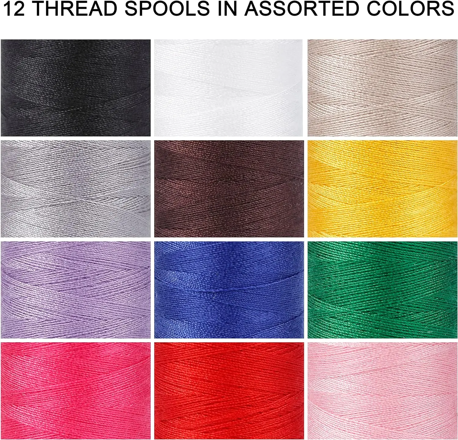 12 Color Set of Polyester All-Purpose Sewing Threads Prewound Bobbin and Sewing Machine DIY Crafts Embroidery Thread 380 Yards