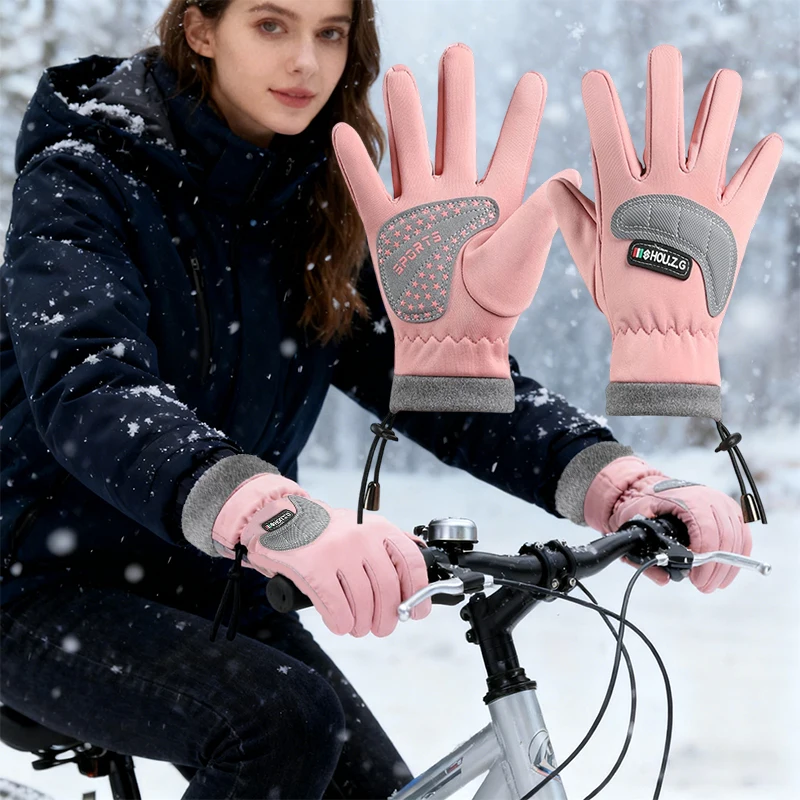 Outdoor Kinder Winter Handschuhe Verdicken Plus Samt Radfahren Reiten Fäustlinge Warme Wasserdichte Kinder Fahrrad Handschuhe für Jungen Mädchen