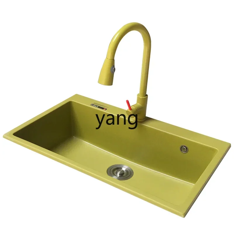 LH Kimchi Pepper Green Quartz Stone Large Single Sink Kitchen Vegetable Basin Dishsink Sink