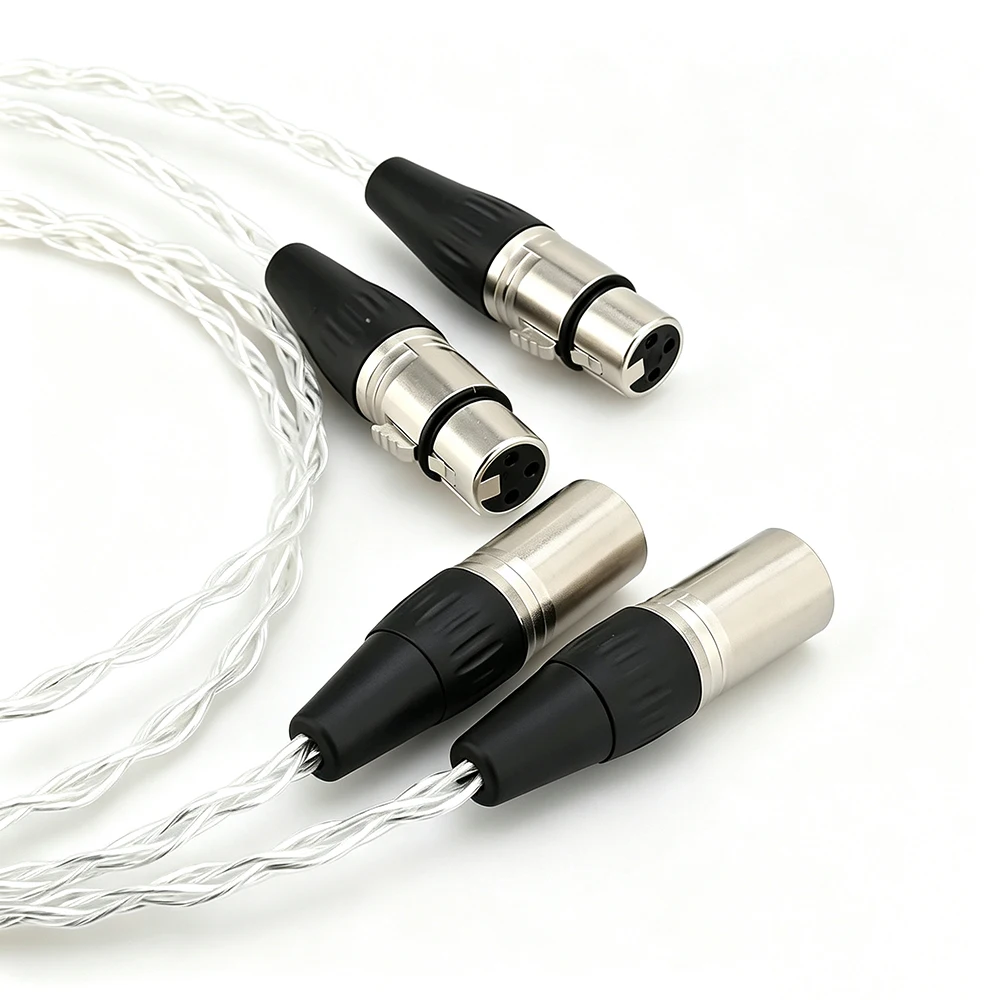single crystal copper  Silver Plated  8AG XLR Male to Female Balanced Audio Cable for Amplifier CD Player