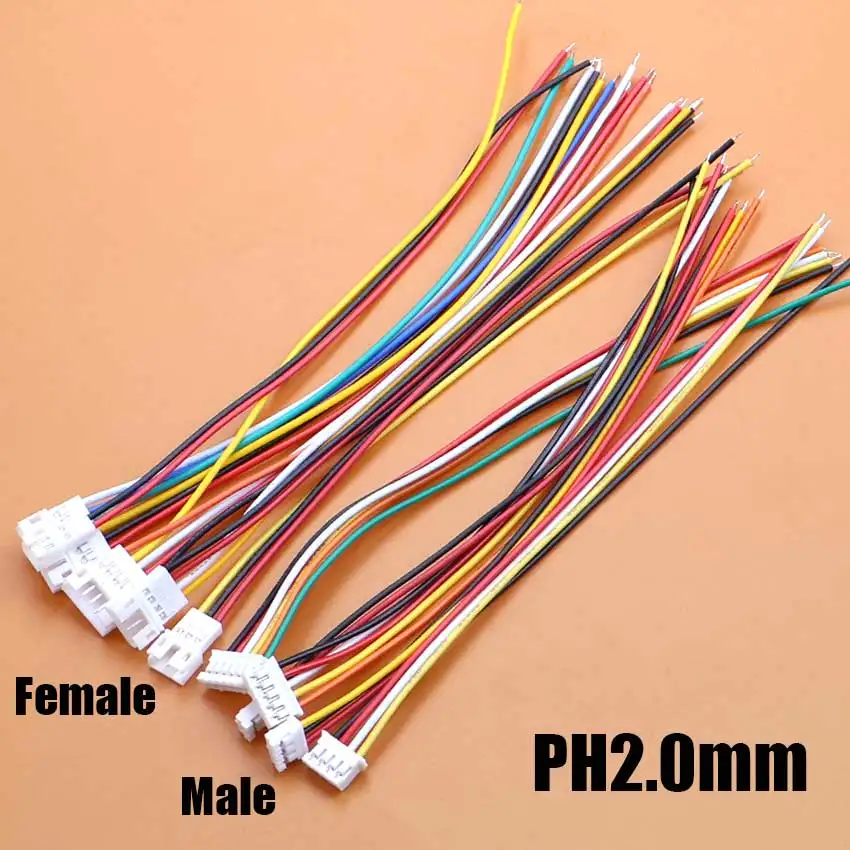10pcs JST PH 2.0 XH 2.54 2/3/4/5/6Pin Male Female Plug Connector 2.0mm 2.54mm Pitch Terminal With Wire Battery Charging Cable