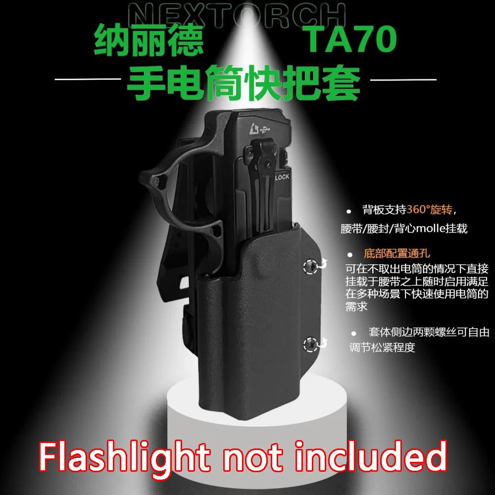 Flashlight Kydex Sheath Scabbard K-Sheath Protective Case with Belt Clip for NEXTORCH TA70 Flashlight(Flashlight not included) view 6