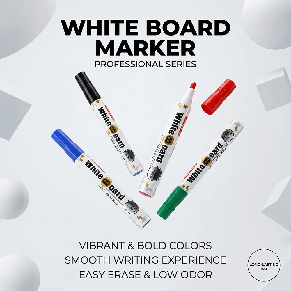 

4Colors Whiteboard Marker Easy erase Low Odor Art Painting daily reminders brainstorning Teaching Office School Supplies