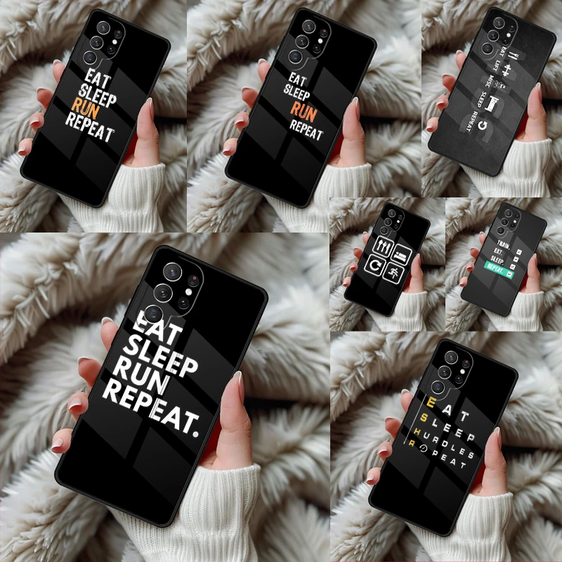 Чехол для телефона EAT SLEEP RUN REPEAT для Samsung Galaxy S24 S25 S26 Ultra S22 S23 Plus S21 S20 FE Note10, чехол из ТПУ