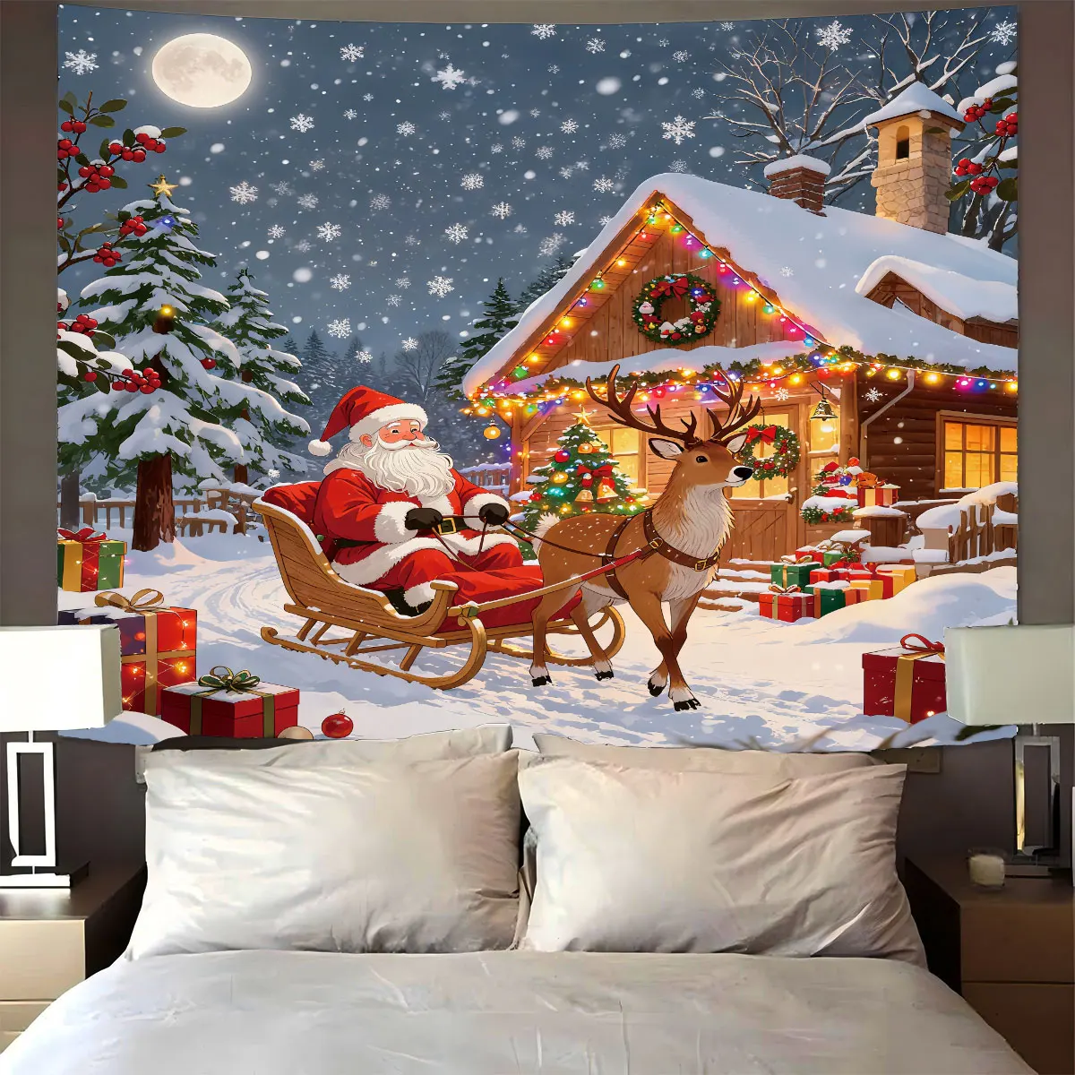 1pc Frohe Weihnachten Santa Claus drucken tapisserie multi größe wohnzimmer wand dekoration maschinen waschbar hintergrund tuch
