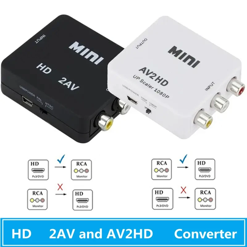 Full HD 1080P HDMI-compatible to RCA AV Composite Adapter Converter AV2HDTV Audio TV Video Cable CVBS AV Adapter with USB Cable