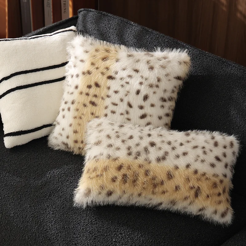 Luxury Faux Fur Cushion Cover Decorative Pillow Cover for Sofa Living Room Decor Pillow Case High Quality Leopard Print Cushion