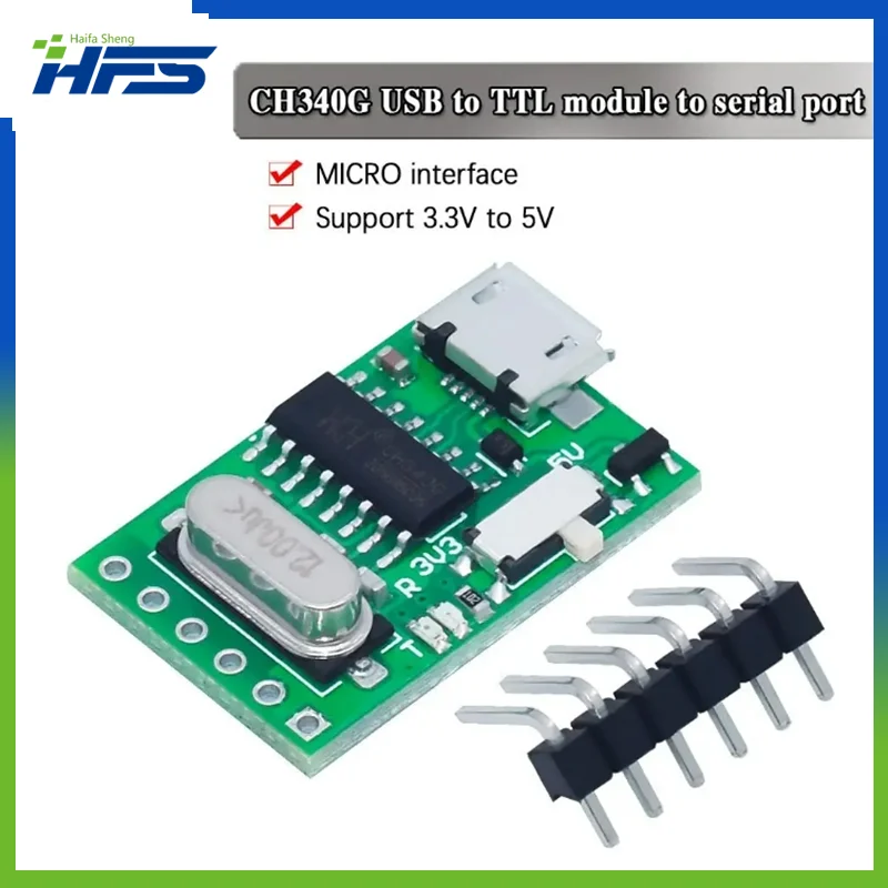 

1Pcs USB to TTL converter Micro UART module CH340G CH340 3.3V 5V switch for downloader pro mini