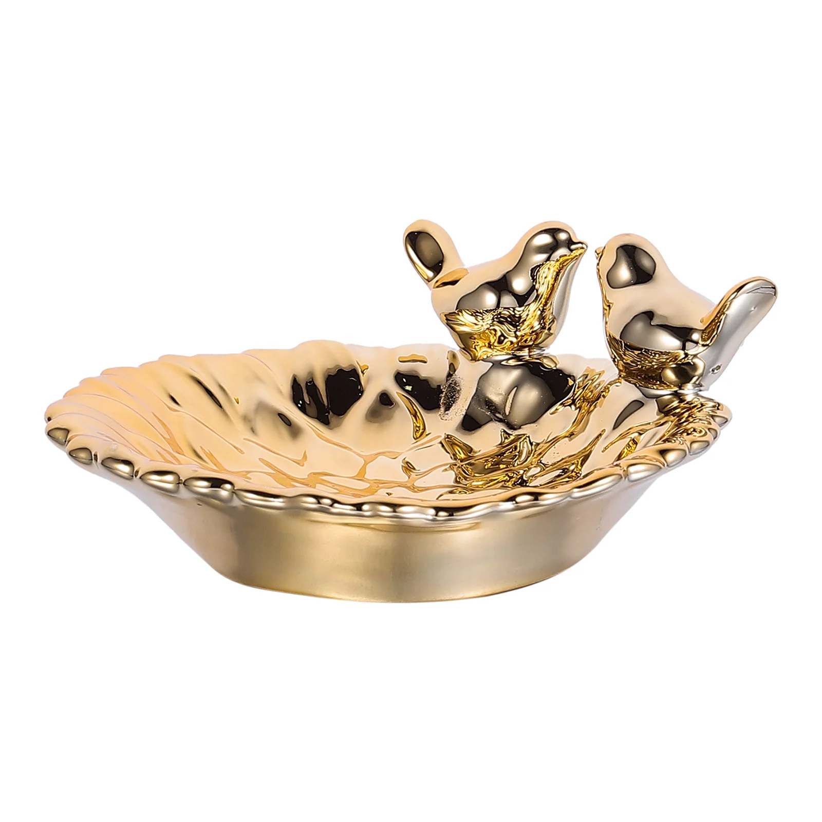 

1Pcs Golden Ceramic Jewelry Dish Decorative Jewelry Tray Creative Organizer for Bracelets Rings Watches Storage Dish