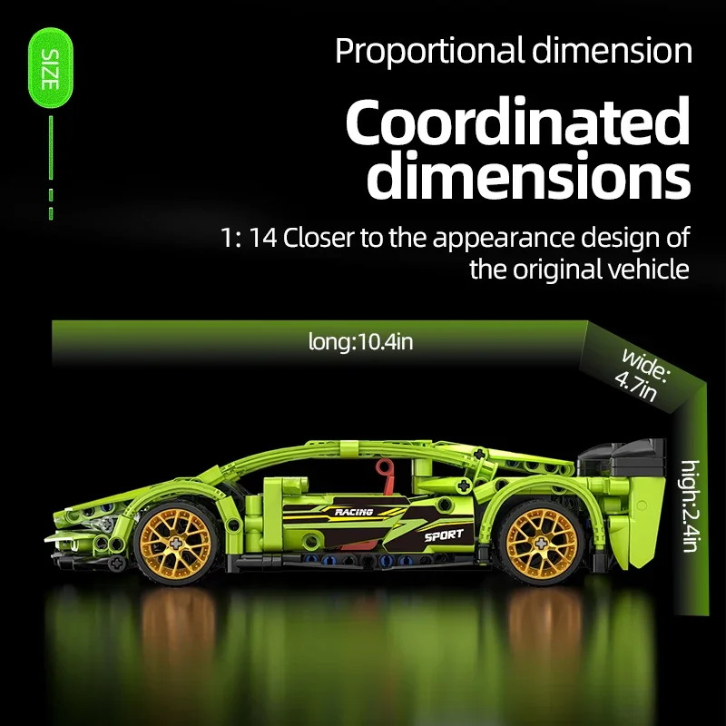 ToylinX 452 szt. Zaawansowany technologicznie ekspert w dziedzinie tworzenia samochodów sporty wyścigowe klocki do budowy Model wyścigowy zabawki dla dzieci dla prezenty urodzinowe dla chłopców