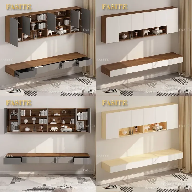 For Wall Mounted Floating Desk Solid Wood Computer Table with Bookshelf Storage Combo Space Saving Home Office Bedroom