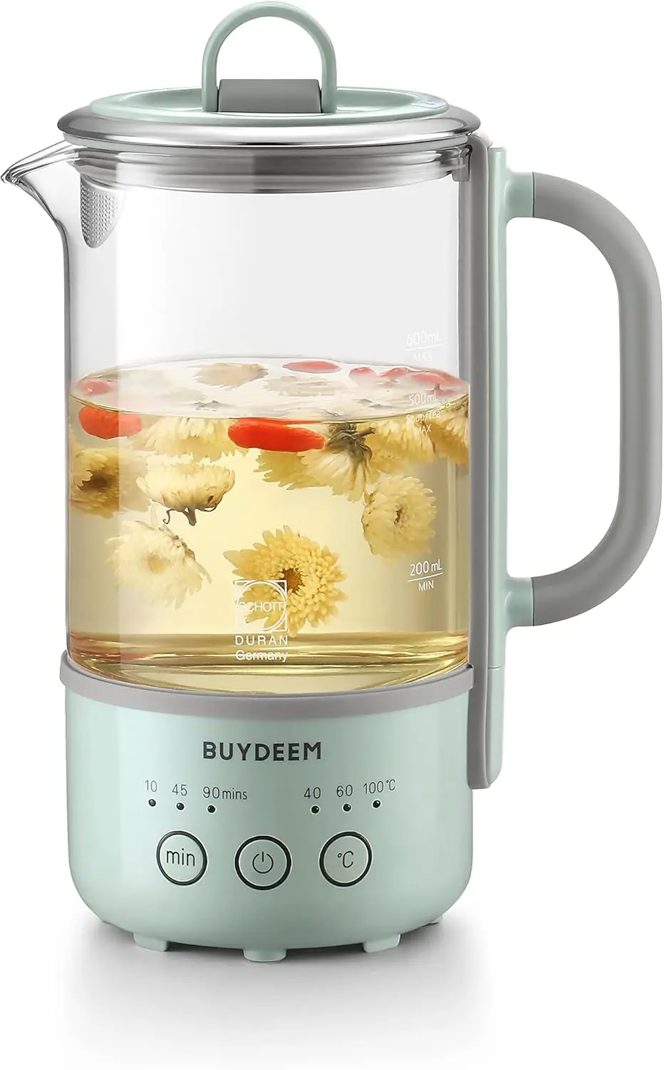 BUYDEEM K313 Travel Electric Kettle, Mini Healthy-Care Beverage Kettle, Tea Maker with Heat Resistant DURAN® Glass & Durable