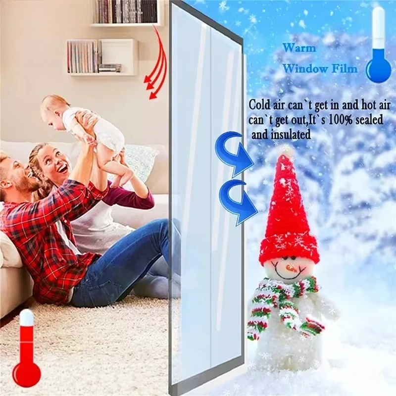 Window insulation film, winter indoor windproof and warm windows, energy-saving transparent film, screen window, door curtain