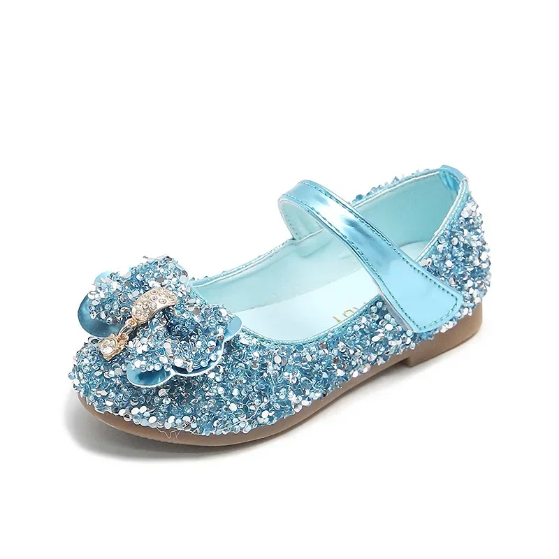 

Girls Sweet Leather Shoes Toddlers Big Kids Cute Dress Shoes for Wedding Party Glitter Sequined Fabric with Bow-knot Mary Jane