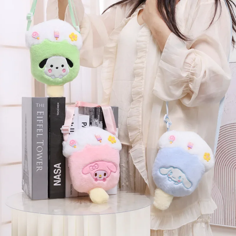 

Sanrio Kuromi My Melody Cartoon Creative Cinnamoroll Pachacco Ice Cream Plush Kawaii Coin Purse Wallet Children's Birthday Gift