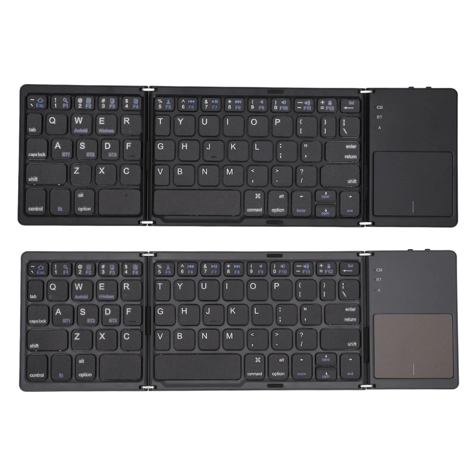Foldable Keyboard with Touchpad Bluetooth 5.1 3 Channel Rechargeable Portable Wireless Keyboard for Smartphone Tablet Laptop