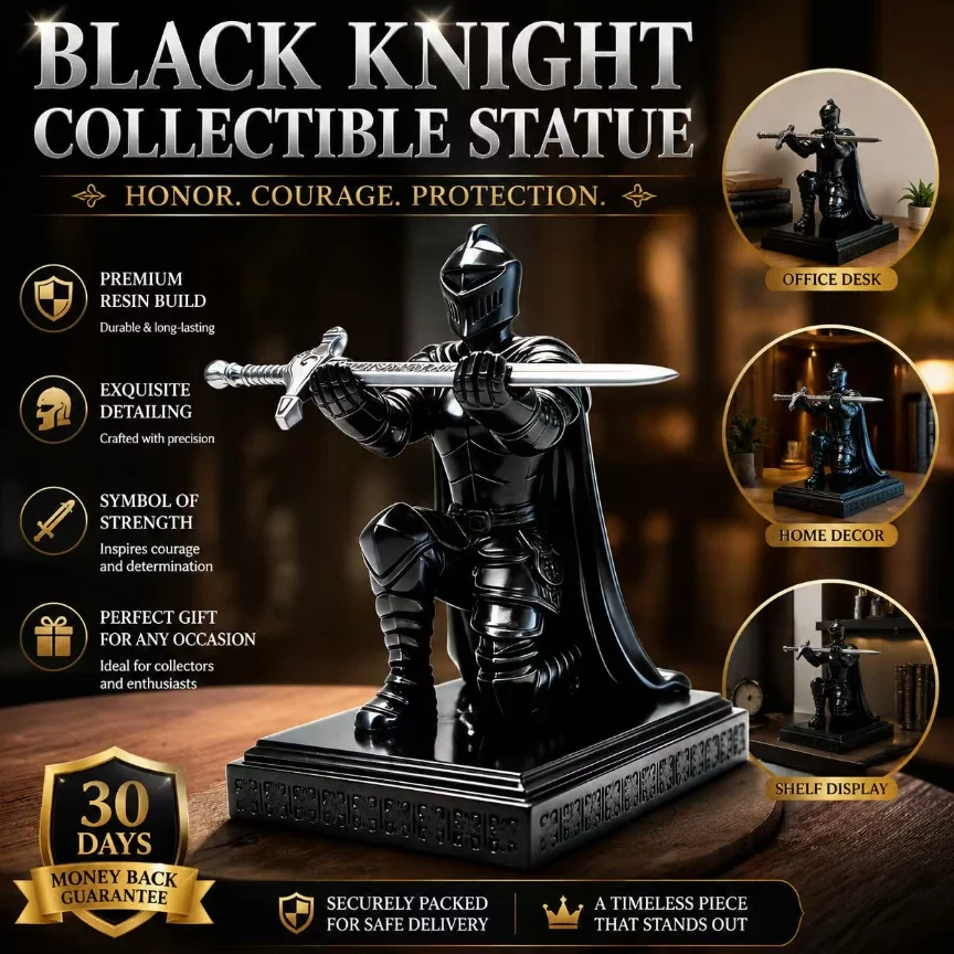 Vintage Medieval Knight Resin Pen Holder Kneeling Warrior Sculpture Desktop Organizer Office Decorative Present