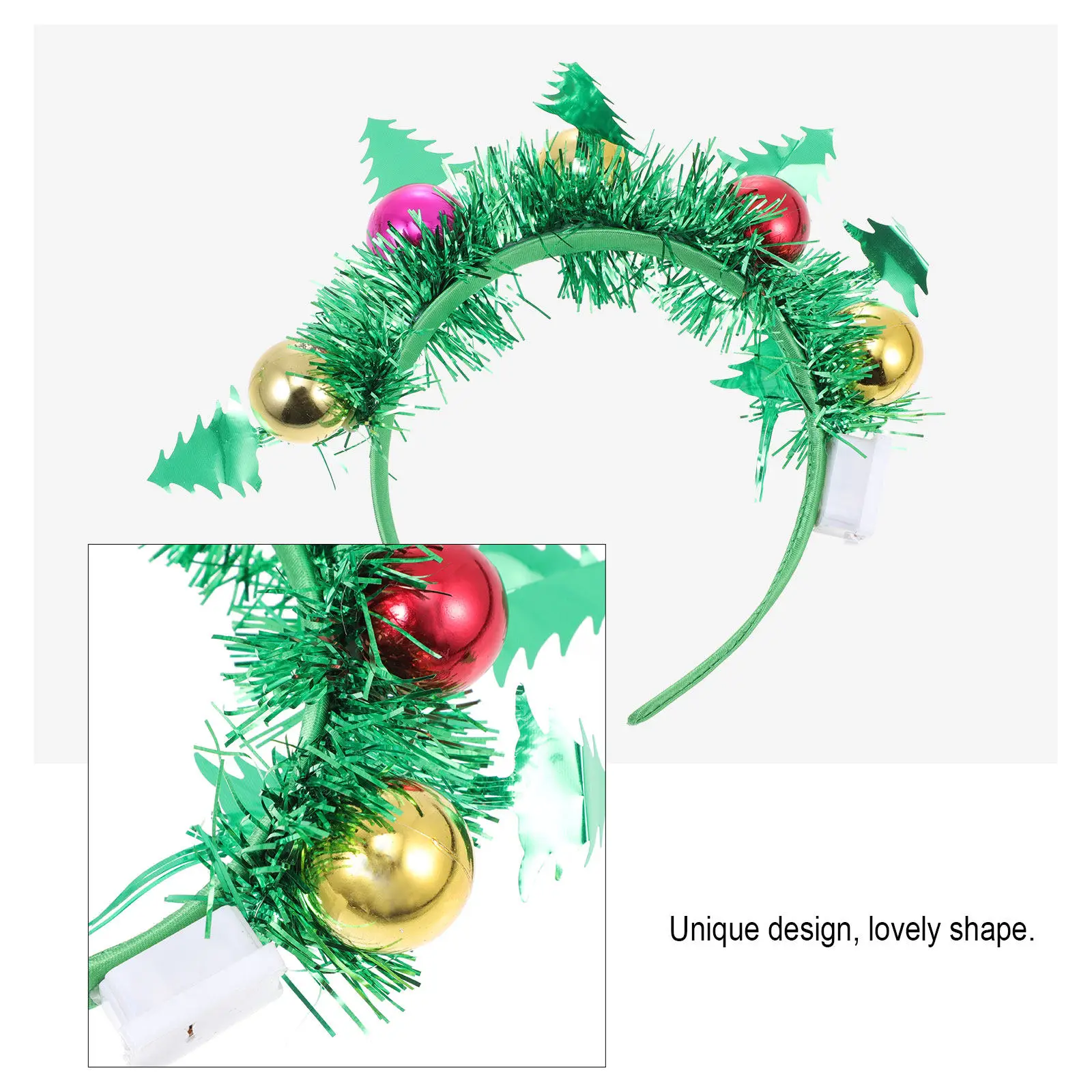 Christmas Tree Ball Headbands for Kids – 2pcs Sequin Hair Accessories for Party, Performance & Photo Props