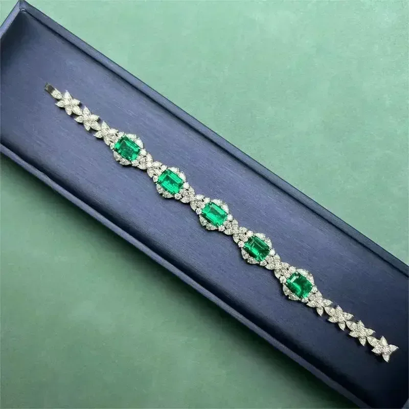 Ruihe New Classic  Bracelet 18K Gold Lab Grown Emerald and Diamond Bracelets Wrist Accessory Couple Bracelet  Jewelry