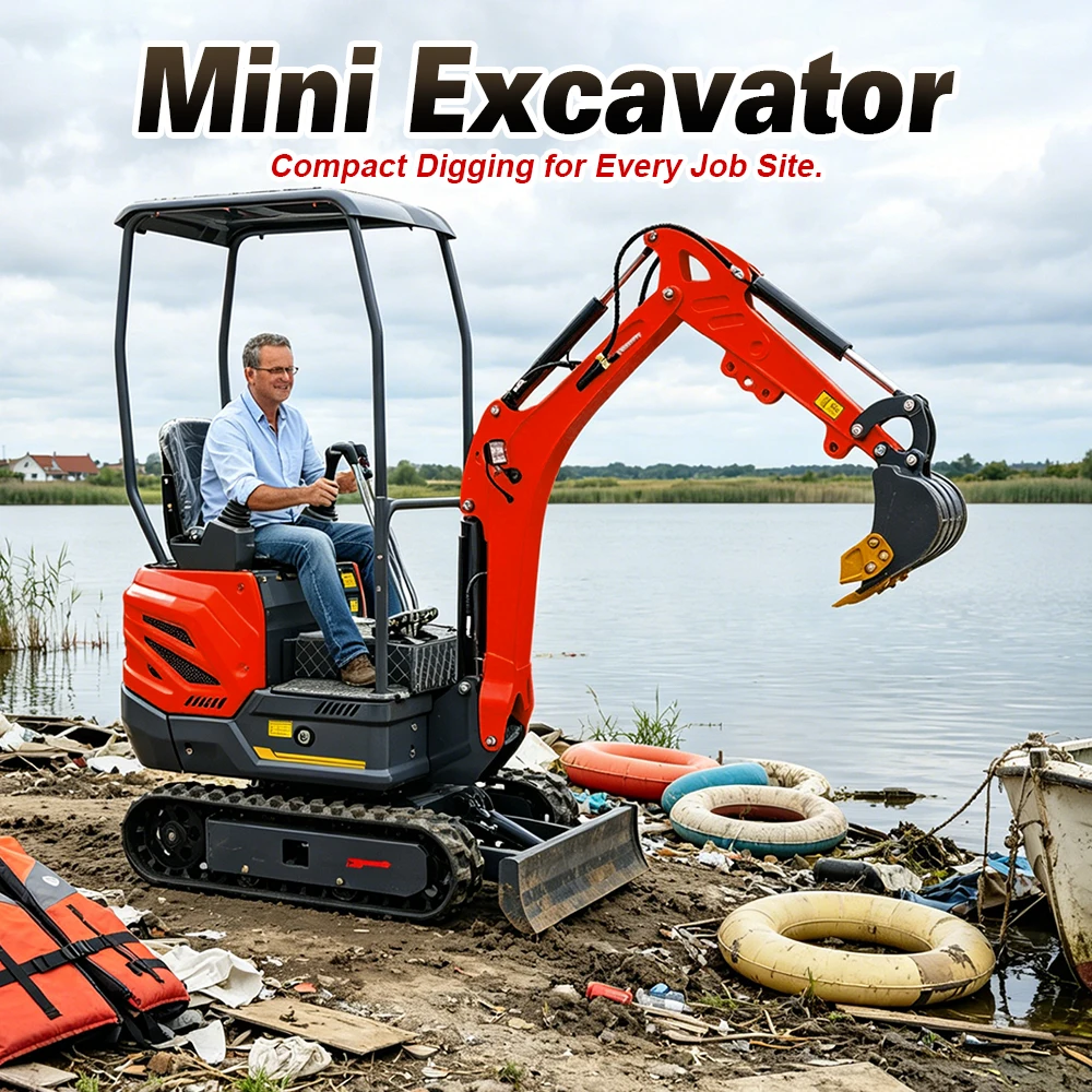 All Terrain Customized 1.3ton Mini Excavator Powerful Digging Force Optional Auger Breaker Attachments For Slope Renovation