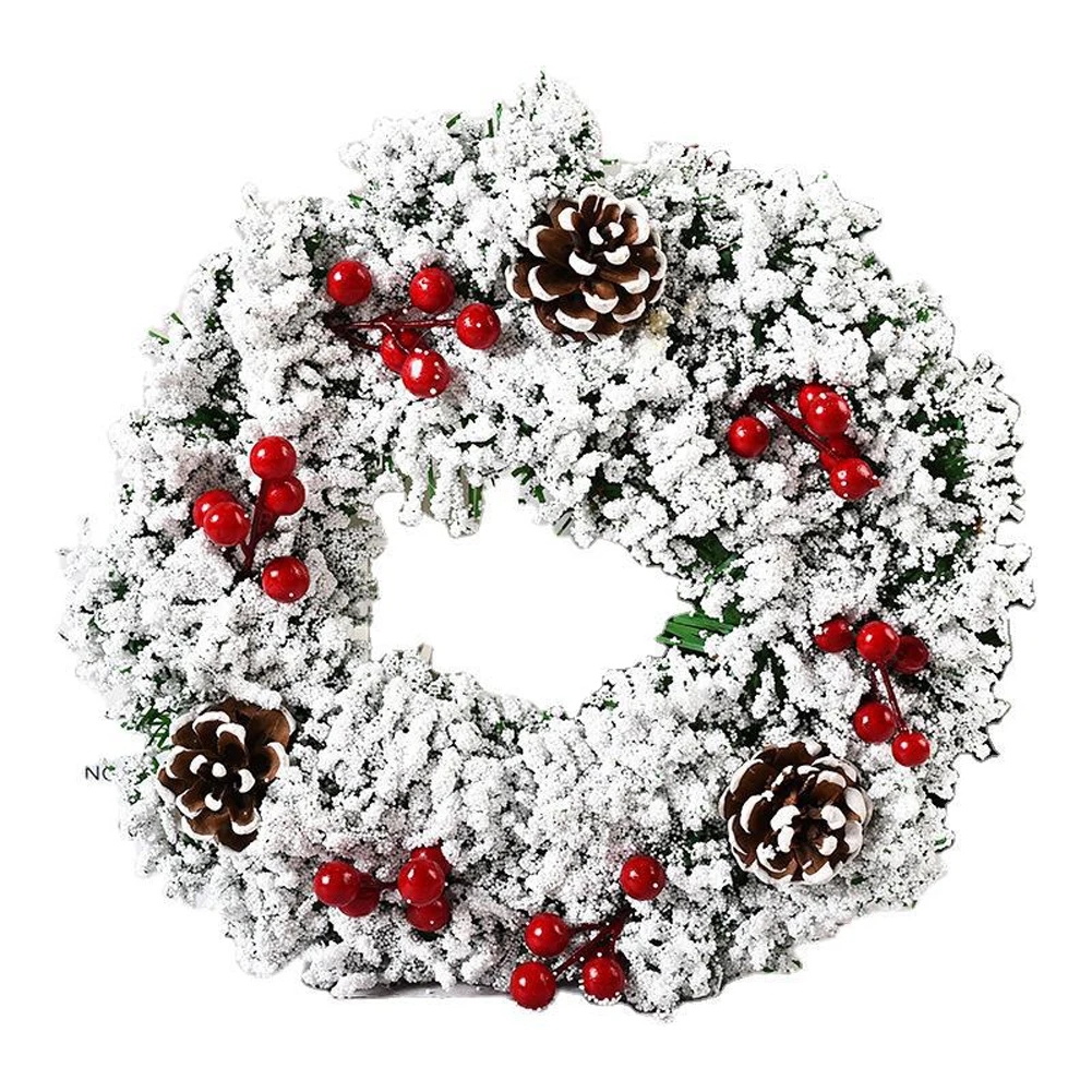 1 Stück Weihnachtskränze für die Haustür, Weihnachtsdekorationen, Winterkränze, dekorativer Kranz für Zuhause mit Blumen, Tannenzapfen für Party – Detail 19
