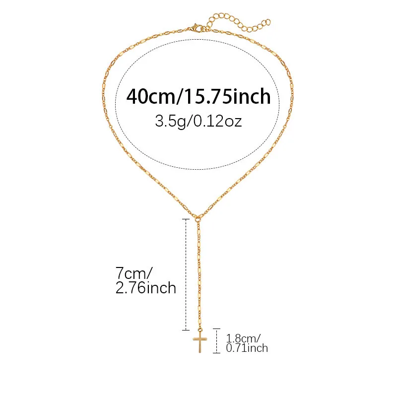 Fashion Personalized Cross Long Pendant Necklaces for Women Girls Gold Color Charm Choker  Chain Necklace Party Jewelry