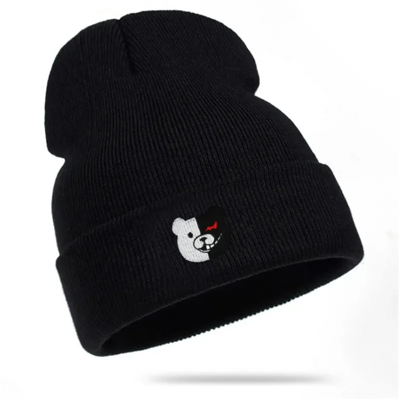 Anime Danganronpa Monokuma Bear Hats Fashion Women Men Knitted Beanies Skullies Hat Fall Casual Bonnet Beanies Gorro