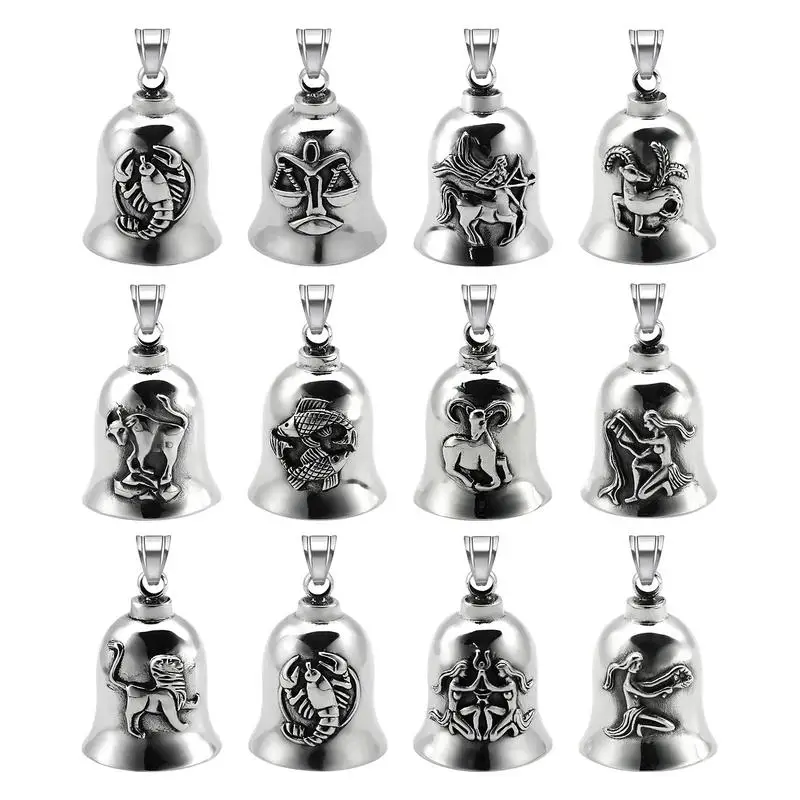 Punk Style Good Luck Riding Bells Pendant Motorcycle Bell Riding Amulet Pendant Rock Party Accessories  for Men Women Boyfriend