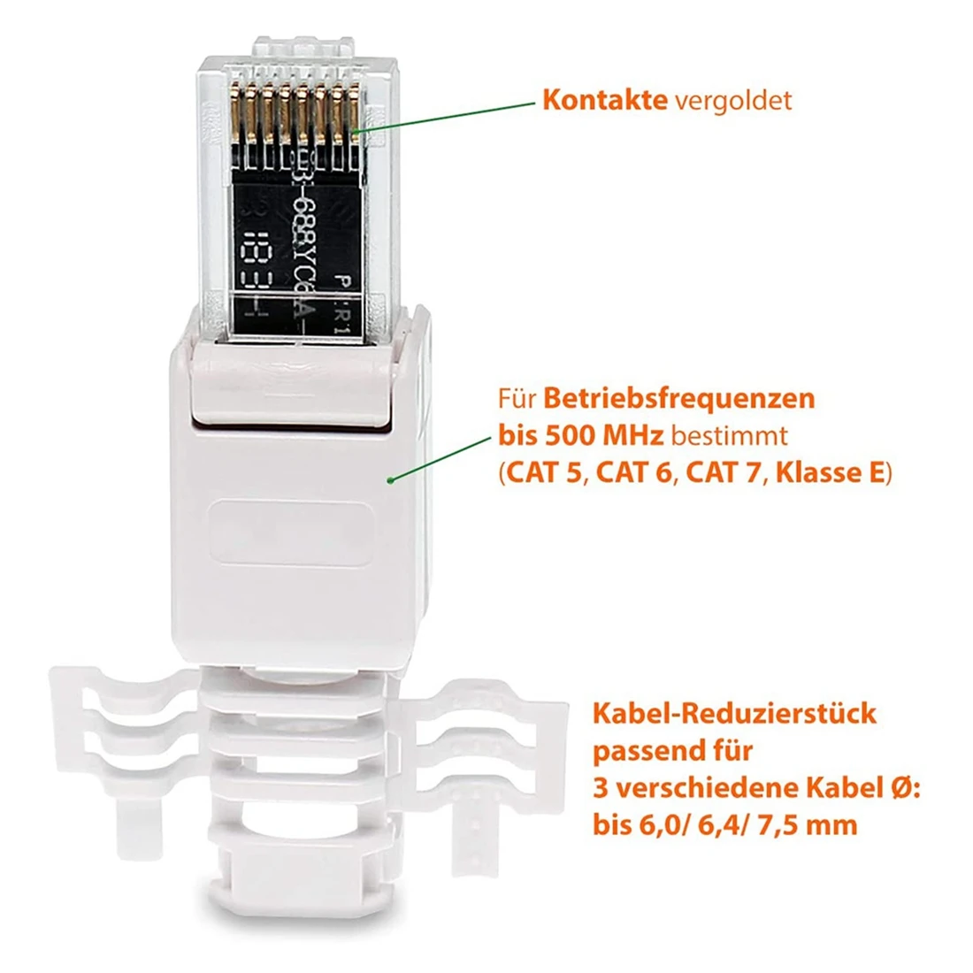 12 Network Plugs, Tool- CAT6A RJ45 LAN UTP Cable Plug Without Tools, CAT6 CAT5 CAT7 Installation Cable, Patch Cable