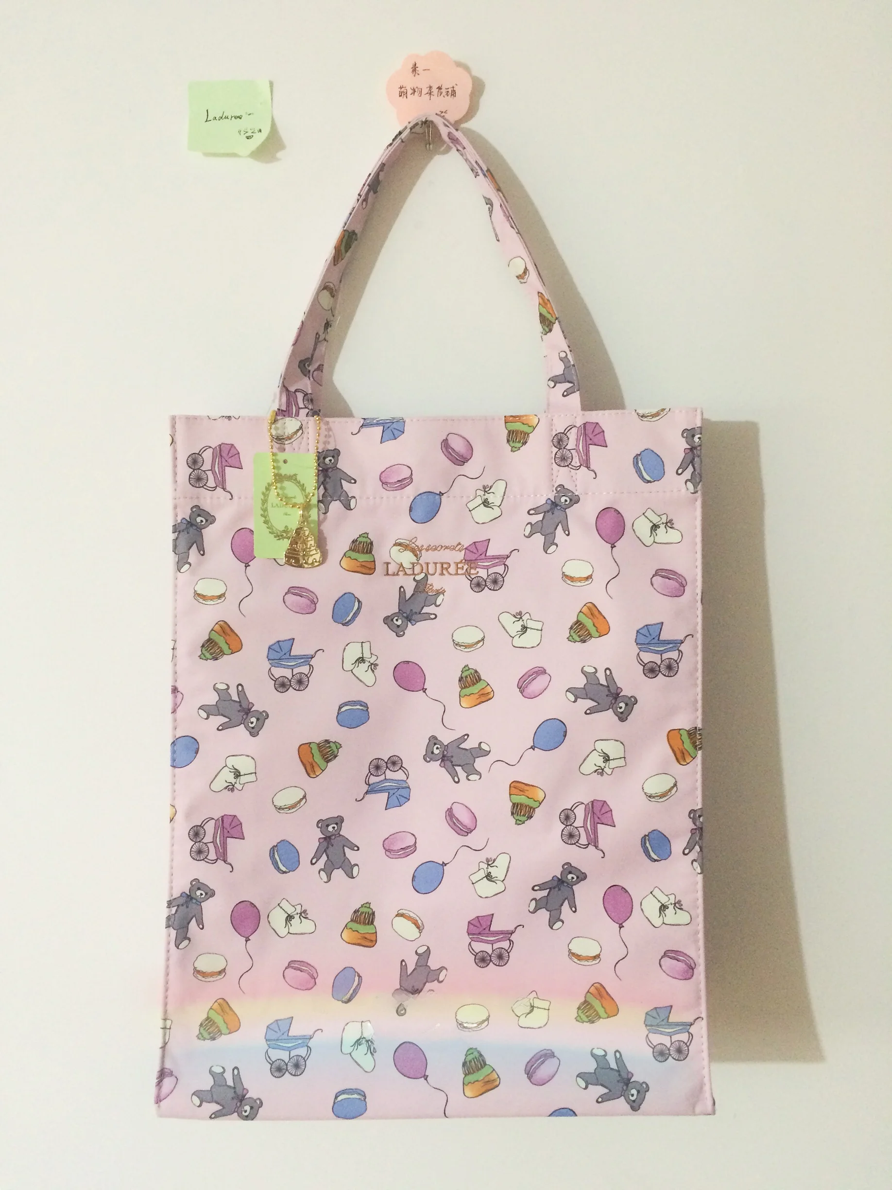 Bolso de Mano de Mujer con Estampado de Oso de Edición Limitada de Laduree, Bolso Tote de Poliéster de an Tamaño, Moderno y...