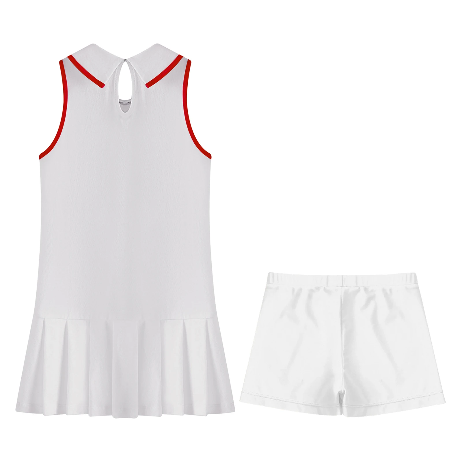 Kids Girls Tennis Dress with Shorts Set Sleeveless Golf Sports Dress Children Pleated A-Line Mini Skirt Athletic Workout Dress