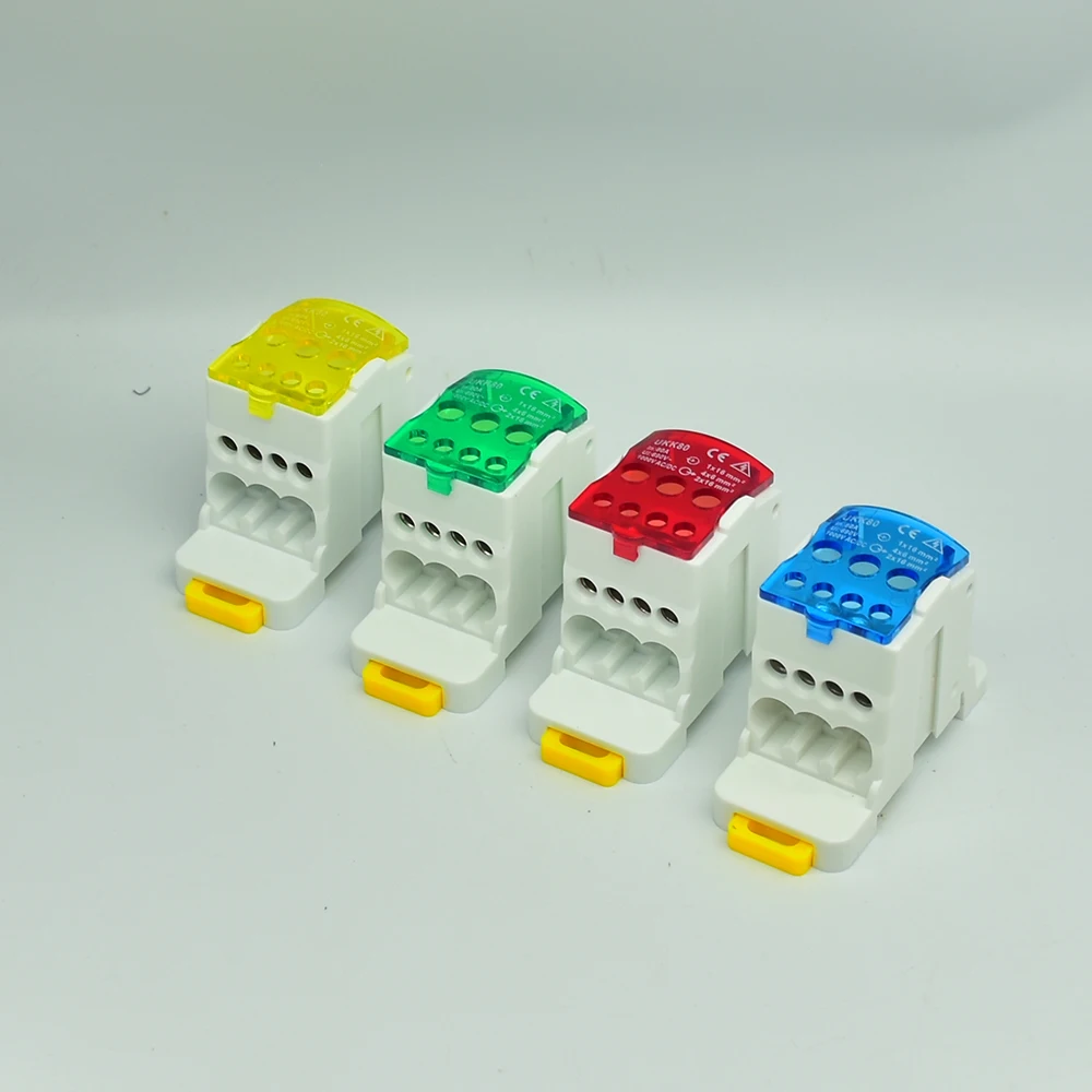 UKK80A Single-Pole Large Current Splitter Box 125A 160A 250A One-to-Many Branch Line Terminal Rail Splitter for Electrical Wirin