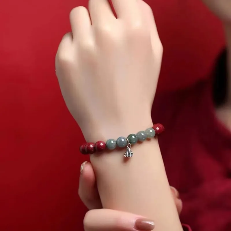 High-grade Cinnabar Bracelet To Attract Wealth and Increase All Things Smoothly Lotus Pendant This Year Spiritual Unique Design