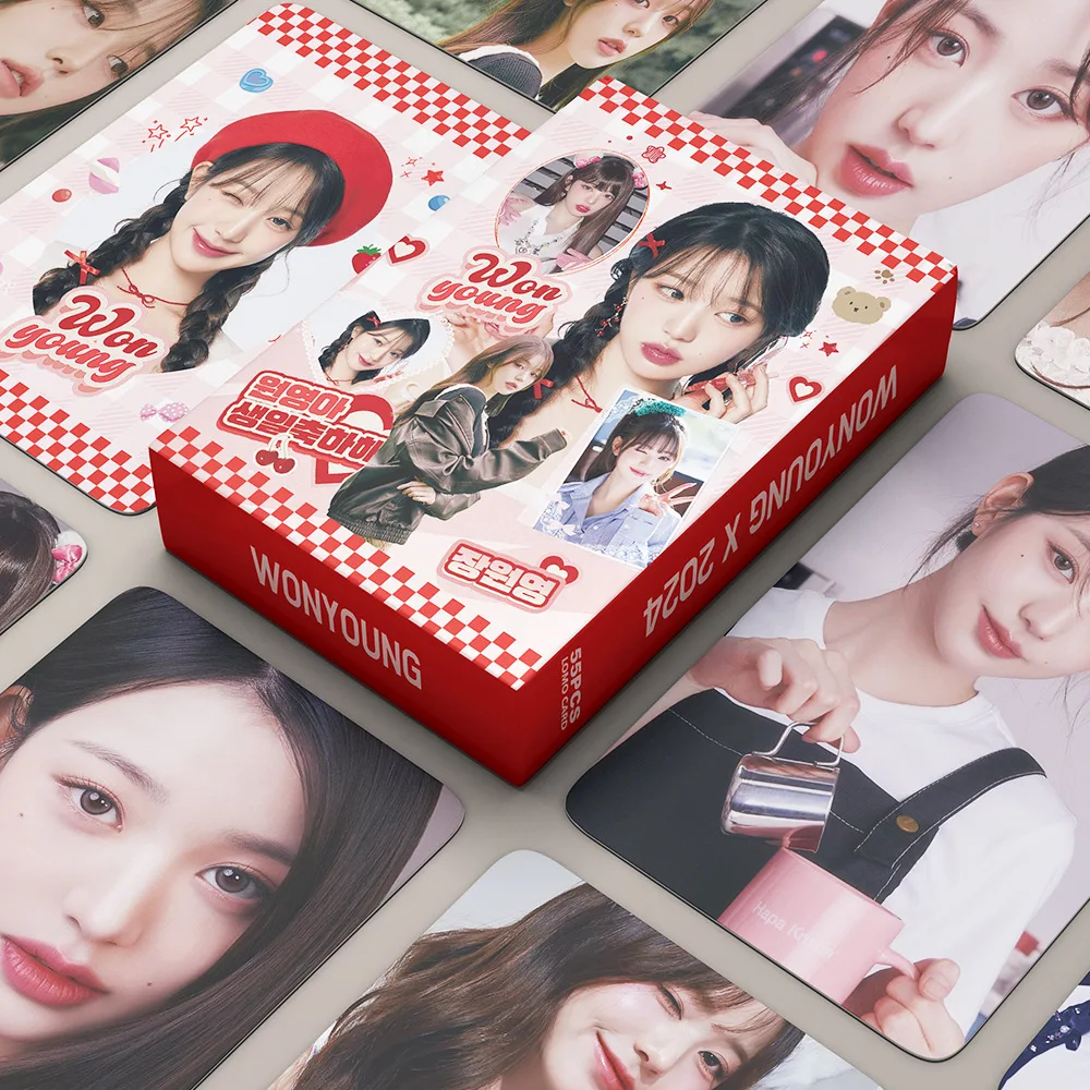 KPOP IVE WonYoung Lomo Cards, alta calidad, HD, doble cara, impresión, tarjetas fotográficas, 55 piezas por juego