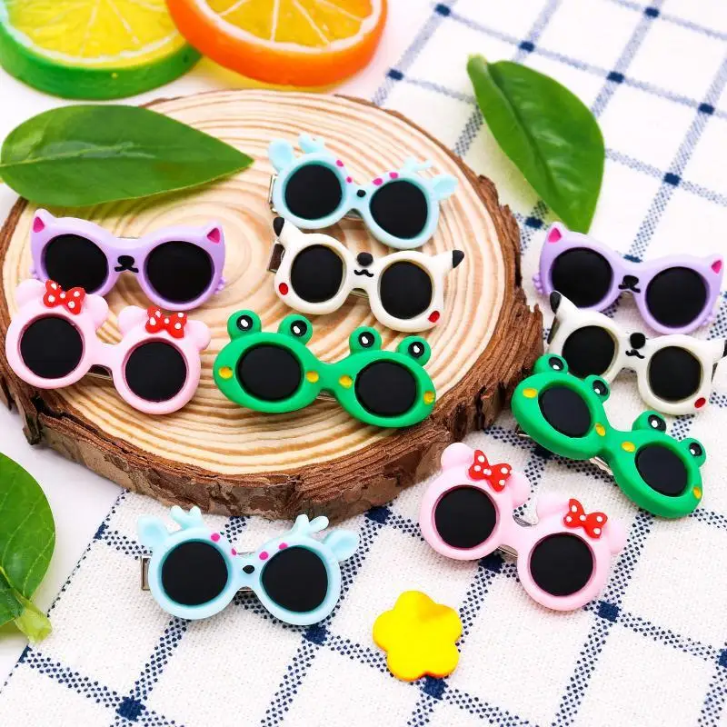 10Pcs Pet Sunglasses Hair Clip Cute Cartoon Animal Shape Mini Hair Barrett Pet Hair Accessories For Cat Dog Photo Decor Props