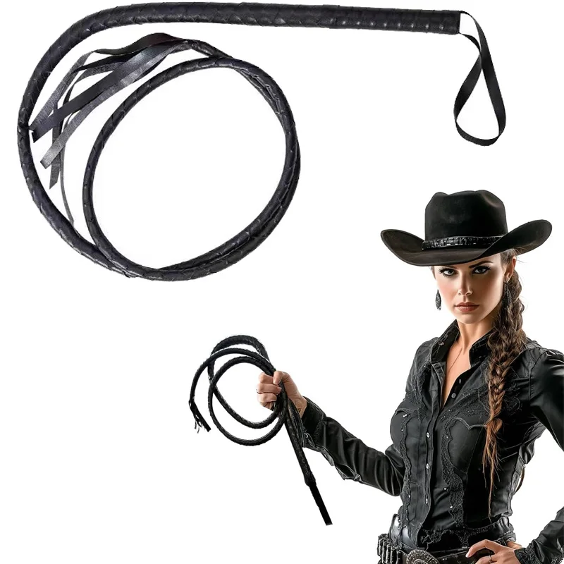 

Comfort Grip 70" Faux Leather Cowboy Whip Vintage Ringmaster Whip Western Equestrian Costume Halloween Party Prop Gift