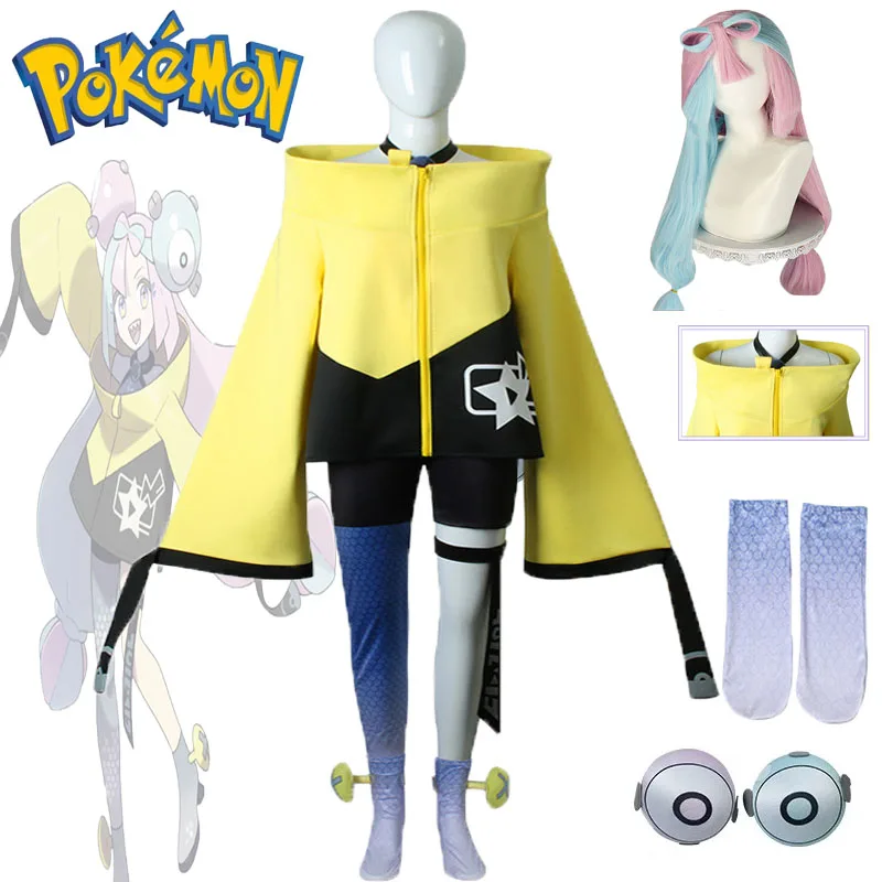 Lono Cosplay Costumes Pokemon Scarlet and Violet Game Lovely Yellow Coat Wigs Accessories Full Set Halloween Carnival Role Play