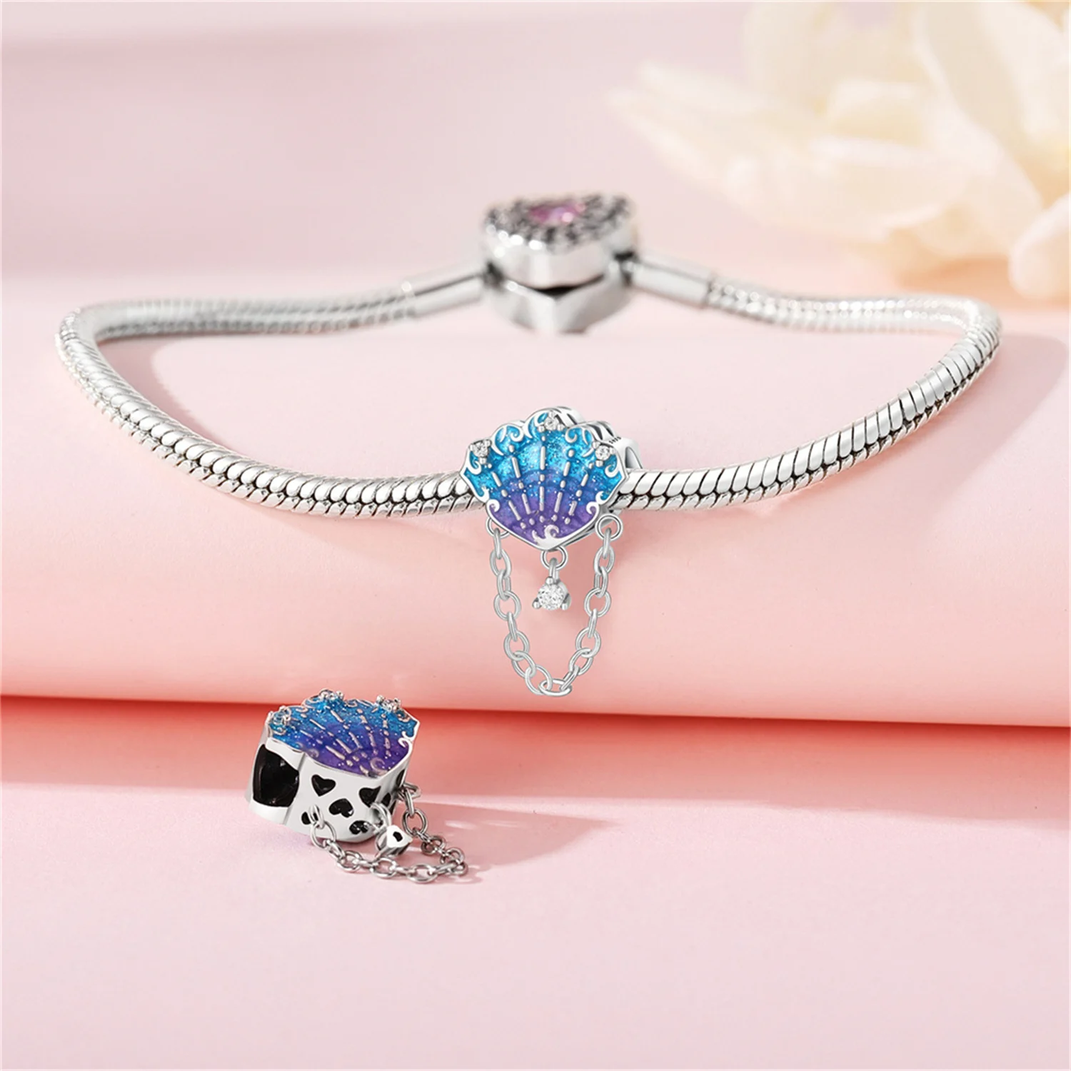 Genuine 925 Sterling Silver Blue Sea World Mermaid Heart Sea Turtle Collection Charms Love Pendant Fit Bracelet Beads Fine Gifts