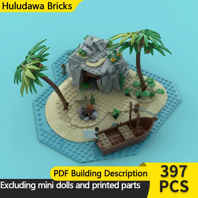 

Средневековый замок, модель MOC, строительные кирпичи, остров, убежище, модульная технология, детские праздничные подарки, сборка игрушек, костюм