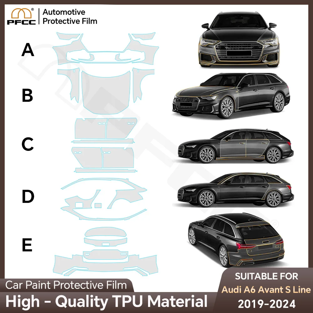 

For Audi A6 Avant S Line 2019-2024 Paint Protection Film Clear Bra Anti-Scratch Car Body Pre-cut PPF Invisible Resistant Cover