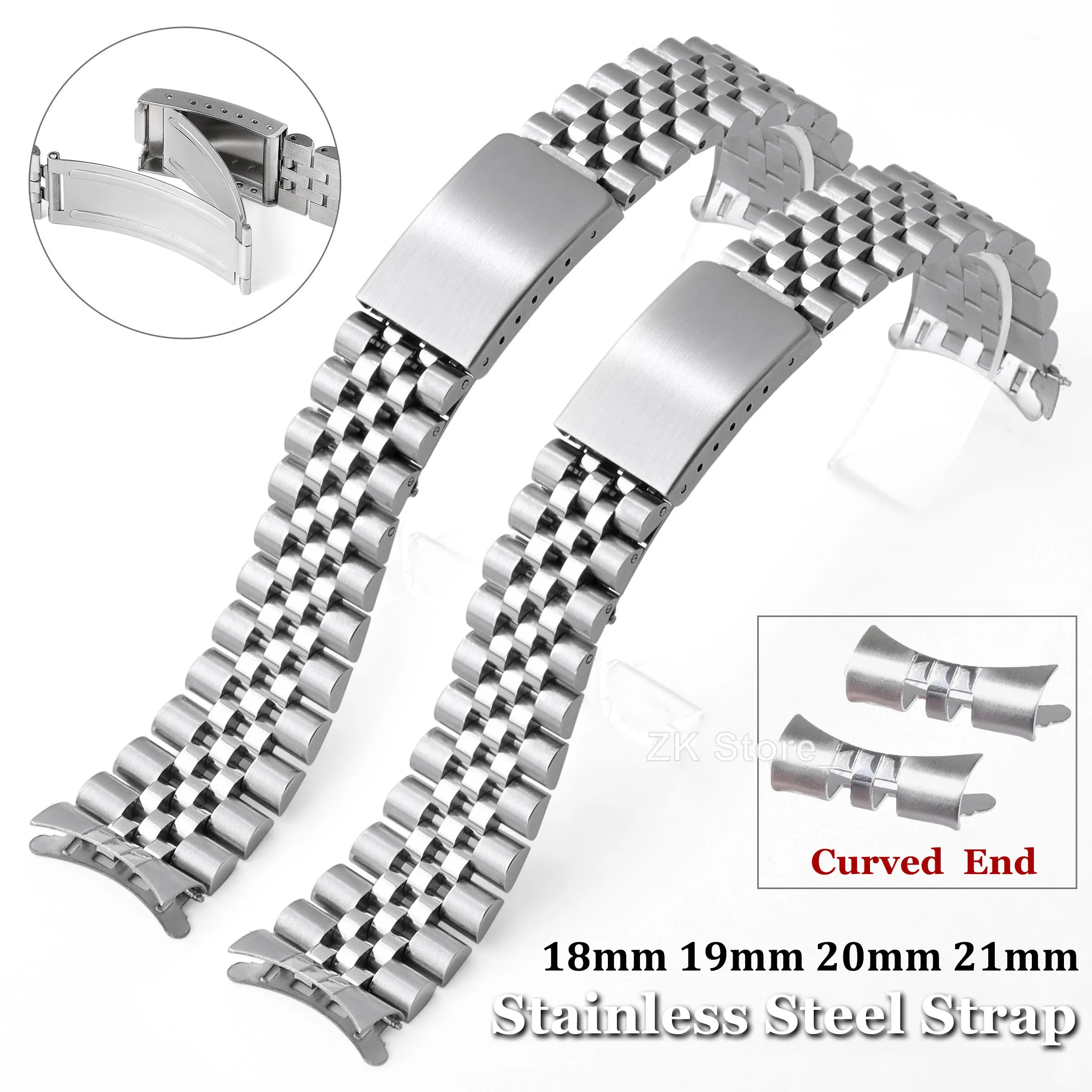 

18mm 19mm 20mm Solid Stainless Steel Watch Bracelet Band for Rolex Replacment Metal Curved End Diving Sport Watch Strap Belt