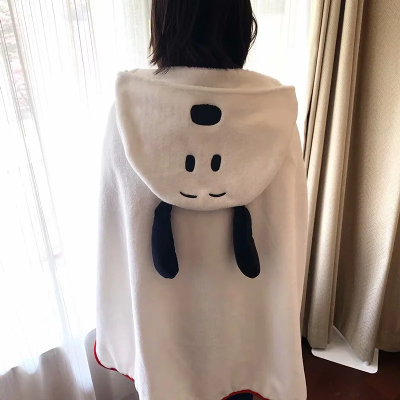 Japanese Snoopy Coral Velvet Cloak Woodstock Charlie Brown Lazy Cloak Shawl Air Conditioning Blanket Napping Cover Blanket Gift