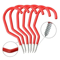 Ganci portaoggetti per bici Confezione da 6 - Set di ganci multiuso avvitati per montaggio a parete per biciclette resistenti Set di ganci per garage in acciaio per montaggio a parete