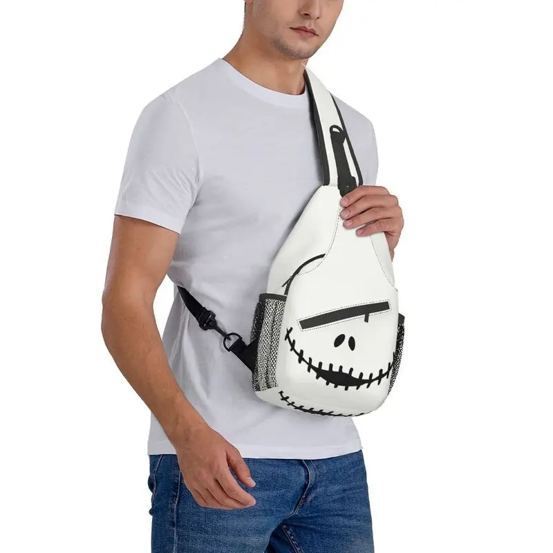 Smiling Jack Skellington Sling Chest Bag The Nightmare Before Christmas Crossbody Shoulder Backpack for Men Daypack